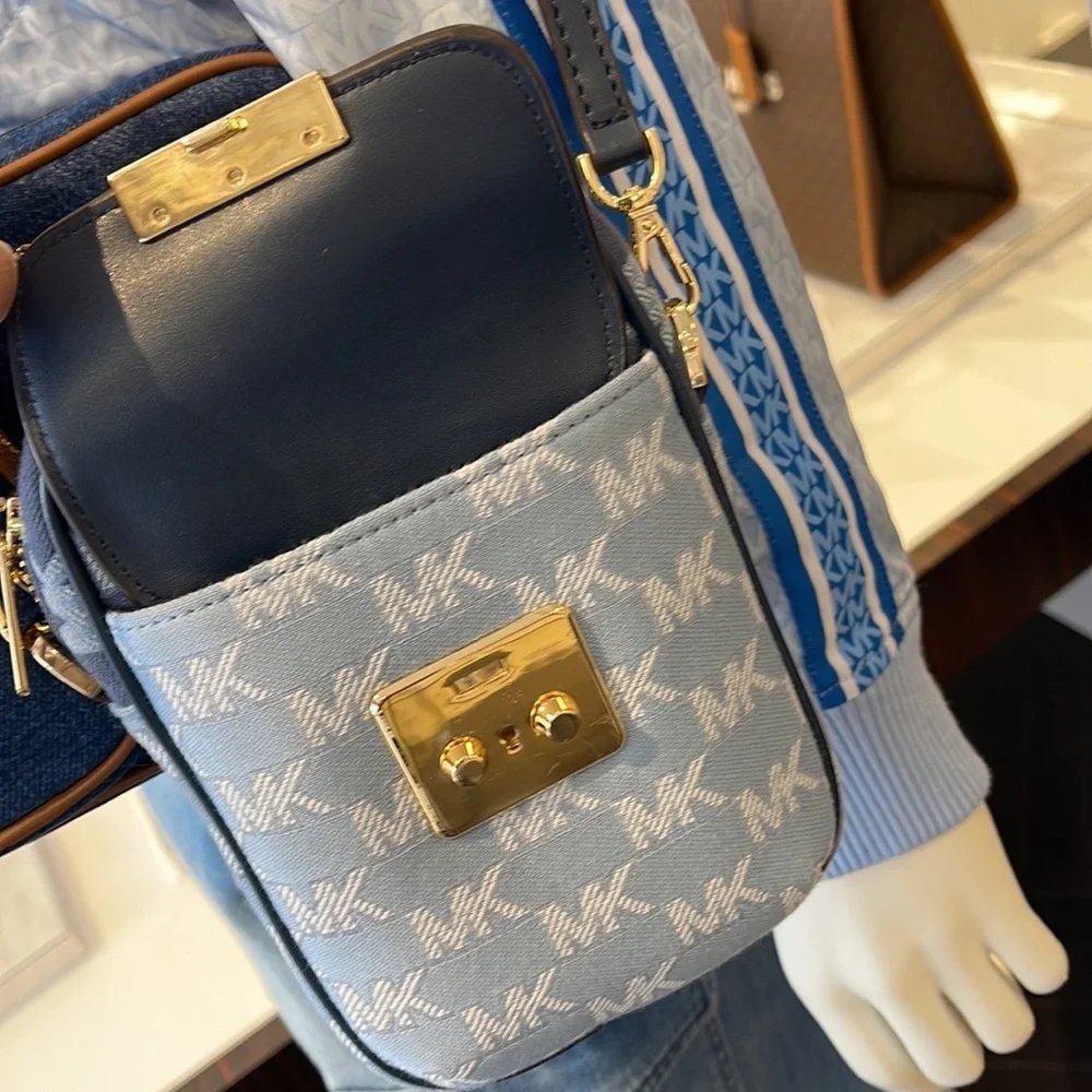 Michael Kors Sloan Editor Small Phone Logo Jacquard Crossbody Butter Multi